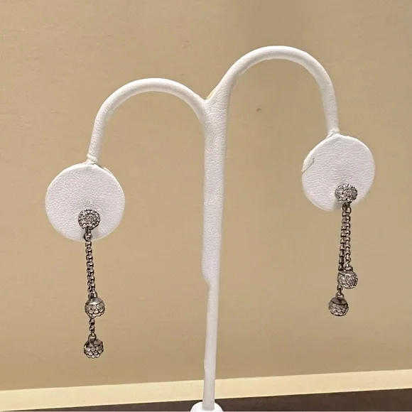 David Yurman $3200 Diamond Bell Drop Earrings -Sterling Silver + 18K Gold - Picture 8 of 8